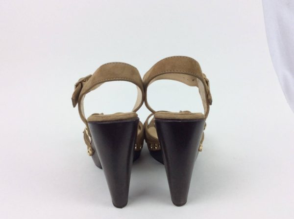 JIMMY CHOO Tan Suede Studded Platform Heel Sandals 36 - Image 3
