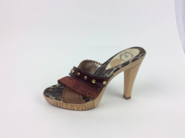 ROBERTO CAVALLI Brown Platform Slides Sandals 36.5 - Image 5