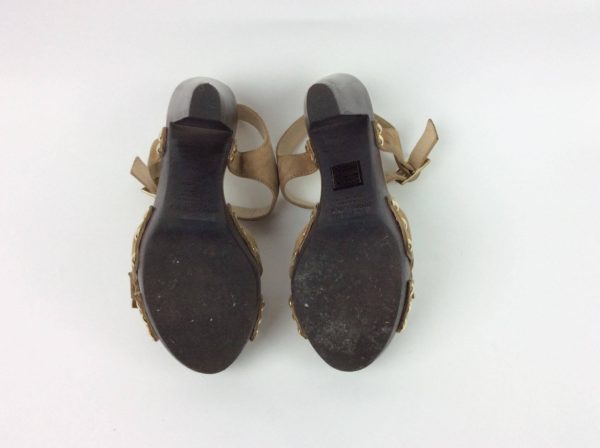 JIMMY CHOO Tan Suede Studded Platform Heel Sandals 36 - Image 2