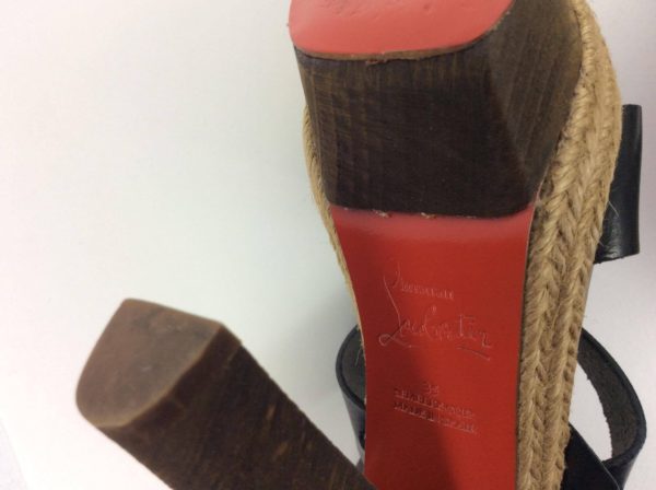 CHRISTIAN LOUBOUTIN Black Leather Platform Espadrilles 35 - Image 2