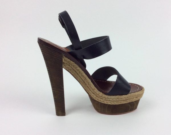 CHRISTIAN LOUBOUTIN Black Leather Platform Espadrilles 35 - Image 5