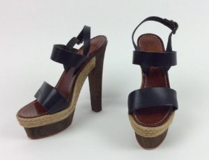 CHRISTIAN LOUBOUTIN Black Leather Platform Espadrilles 35