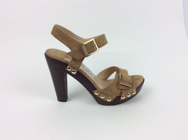 JIMMY CHOO Tan Suede Studded Platform Heel Sandals 36 - Image 5