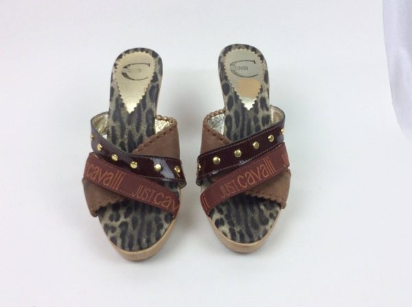 ROBERTO CAVALLI Brown Platform Slides Sandals 36.5 - Image 4