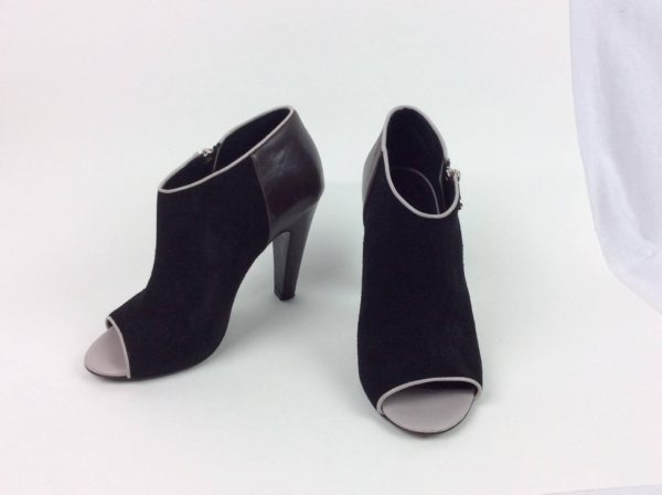 SEE BY CHLOE Nero Peep Toe Black Leather Boots 36.5