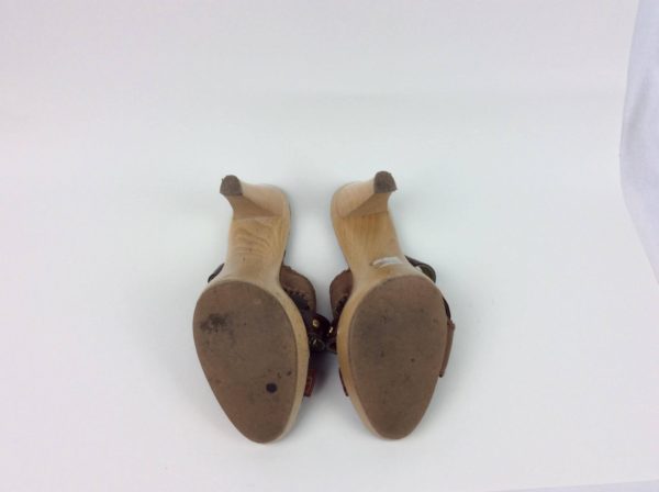ROBERTO CAVALLI Brown Platform Slides Sandals 36.5 - Image 2