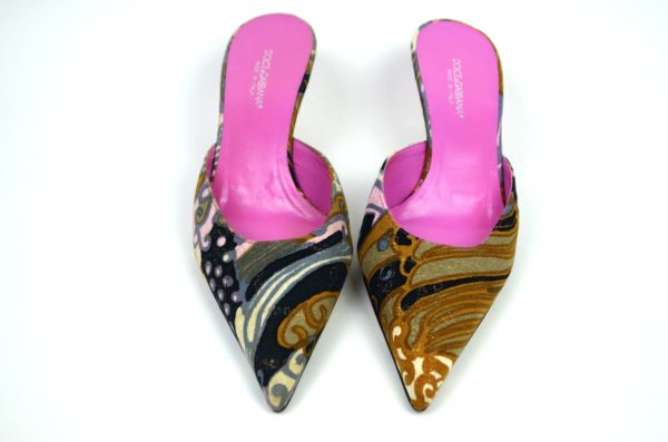 DOLCE & GABBANA Multicolor Kitten Heel Mules 36.5 - Image 4